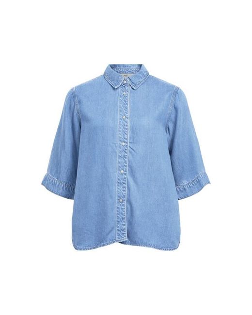 Object Objframe 2/4 Re Denim Top Noos in het Blue