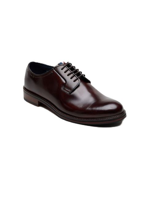 Ben Sherman Brown Hoxton Brush Off Leather Lace-Up Shoes for men