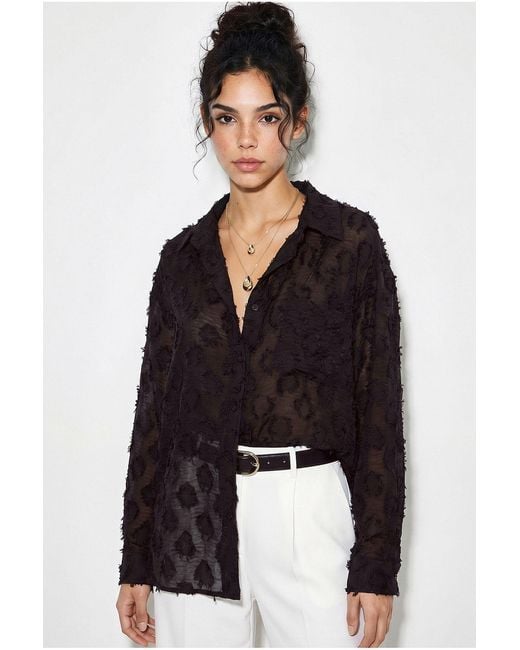 Bianco Lucci Black Oversized Textured Cotton-Blend Shirt