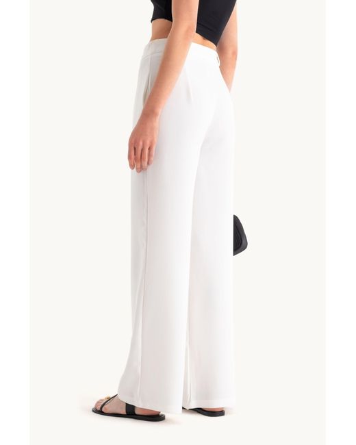 Hiccup White High Waist Wide Leg Trousers With A Belt Detail