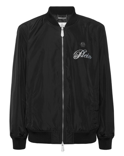 Philipp Plein Nylon Light Bomber Jacket Skull Degrade in het Black voor heren