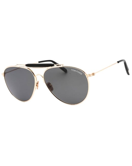 Tom Ford Raphael-02 Glanzende Roségouden Zonnebril in het Gray