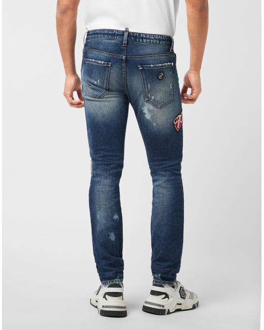 Philipp Plein Super Straight Cut Jeans Plein Beers in het Blue voor heren