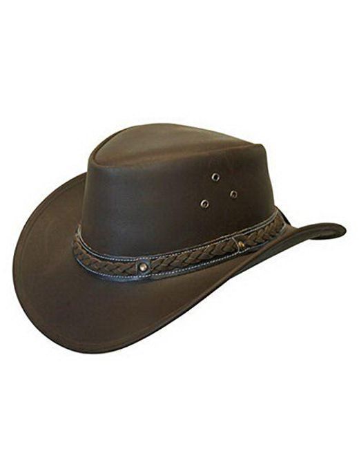Infinity Leather Brown Cowboy Outback Real Aussie Bush Hat