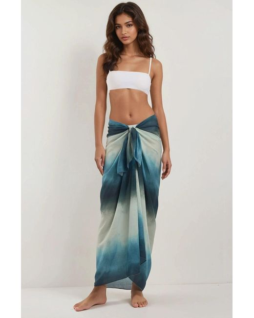 Hiccup Blue Long Printed Beach Cover-Up