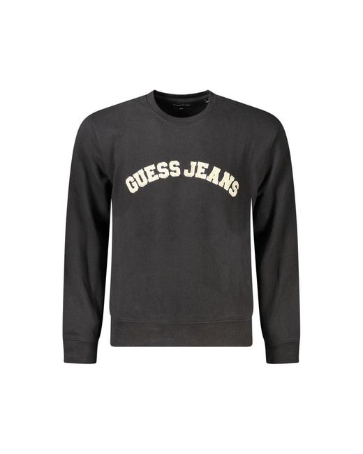 Guess Schwarzer Baumwollpullover Mit Rippbündchen in Black für Herren