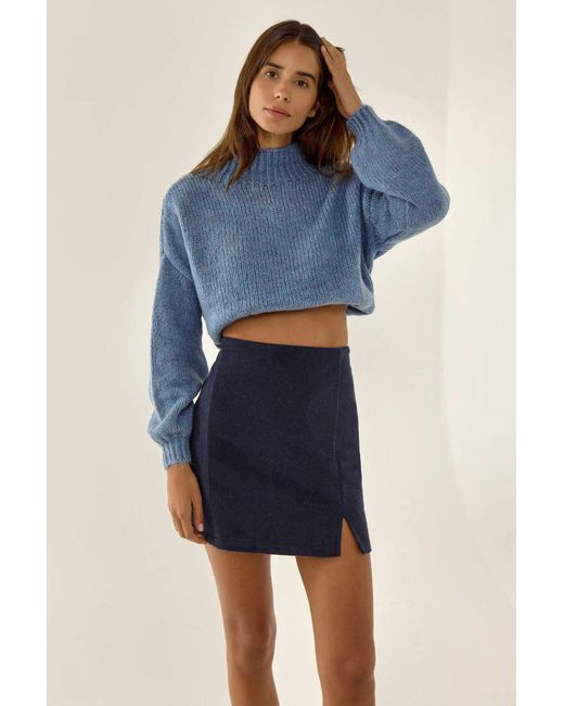 Hiccup Blue High Waist Mini Skirt