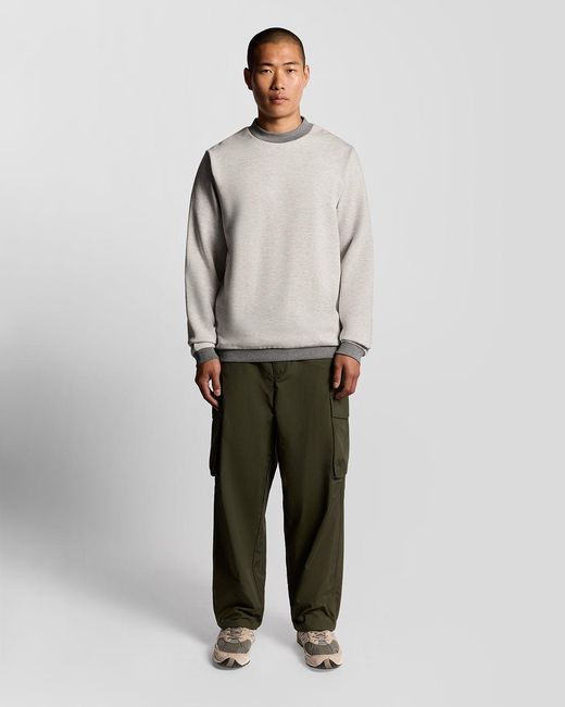 Lyle & Scott Gray Half Raglan Crew Neck Sweatshirt for men