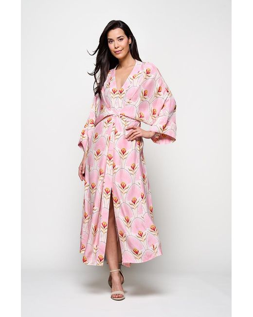 Mart Visser Caroline Tensen Islay Kimono Jurk Lichtroze Multi in het Pink