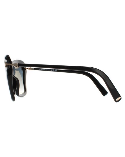 Tom Ford Zonnebril Leah Ft0849 01B Glanzende Zwarte Rookgradiënt in het Black