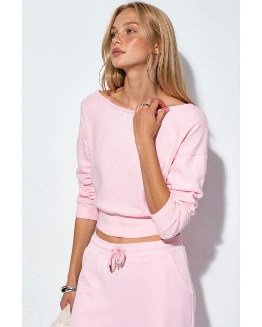 Busem Cropped Crew Neck Sweater in het Pink