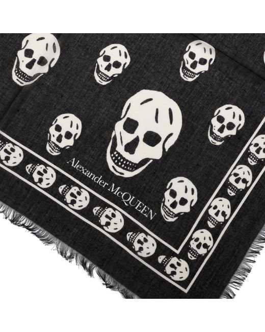 McQueen Black Schädel-Seidenschal
