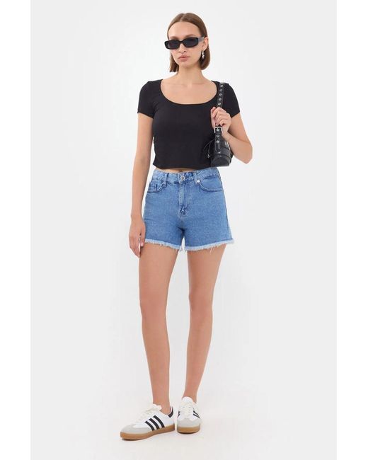 Hiccup Blue Scoop Neck Crop Top