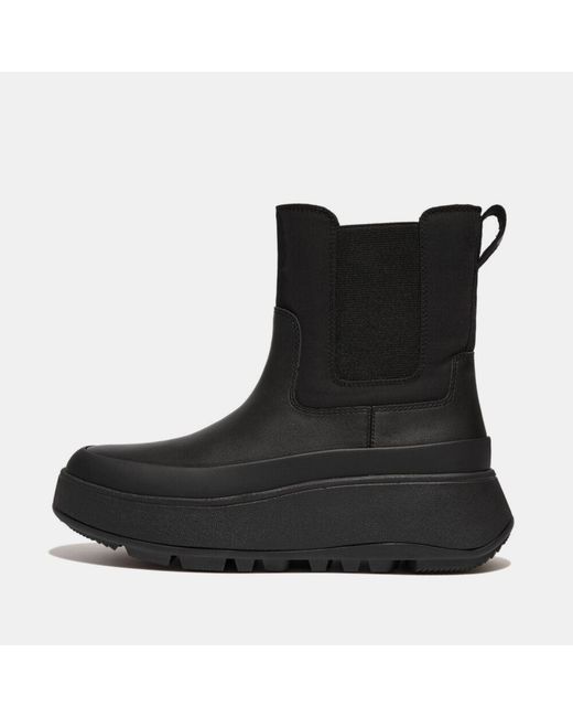 Fitflop Black Fit Flop F-Mode Water-Resistant Flatform Chelsea Boots