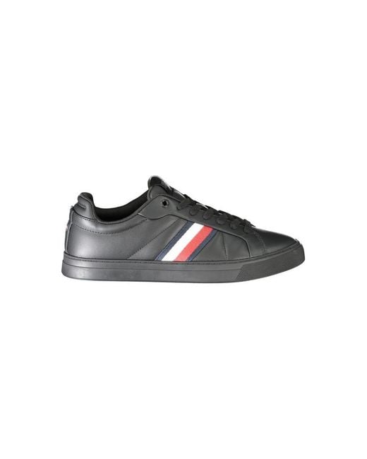 Tommy Hilfiger Black 's Icon Court Stripes Low Top Trainers for men