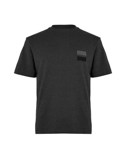 HUGO Geribd T-Shirt in het Black voor heren