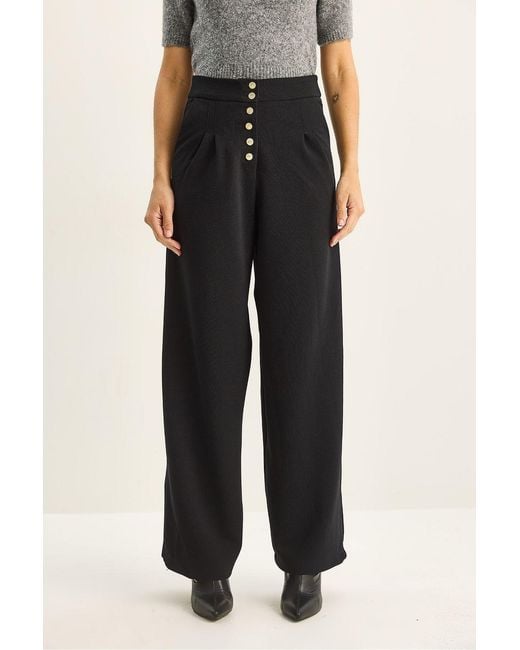 Bianco Lucci Black High Waist Wide Leg Palazzo Pants
