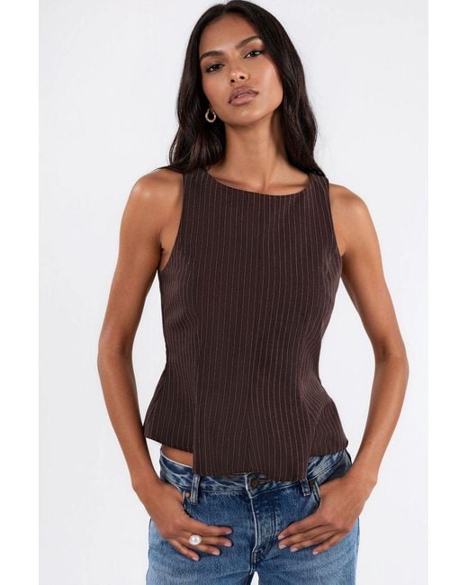 Hiccup Brown Sleeveless Peplum Top