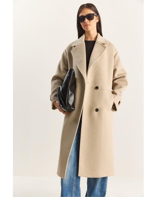 Bianco Lucci Natural Oversized Long Coat