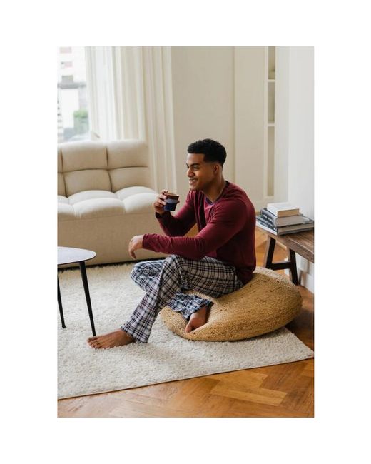Phil & Co. Berlin Winter Pyjama Set Lang Rood/Grijs Geruit in het Red voor heren