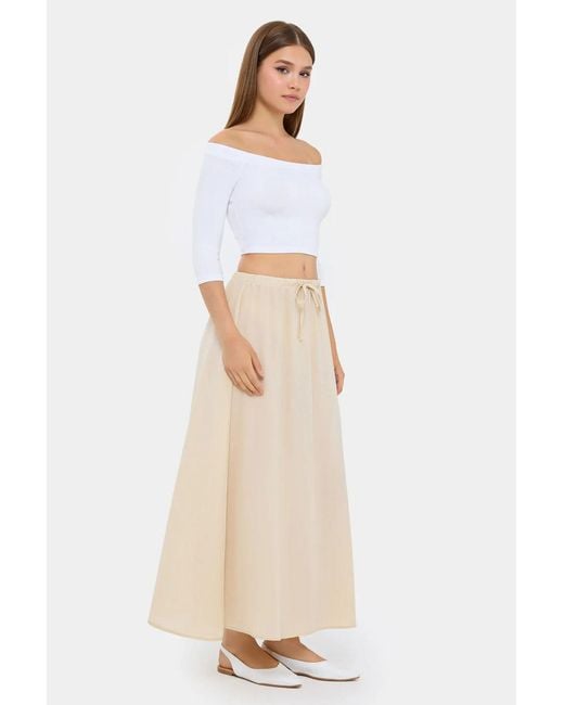 Hiccup Natural Lace-Up Maxi Skirt