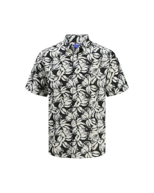 Jack & Jones Jorjoshua Split Aop Shirt Ss Ln in het Black voor heren