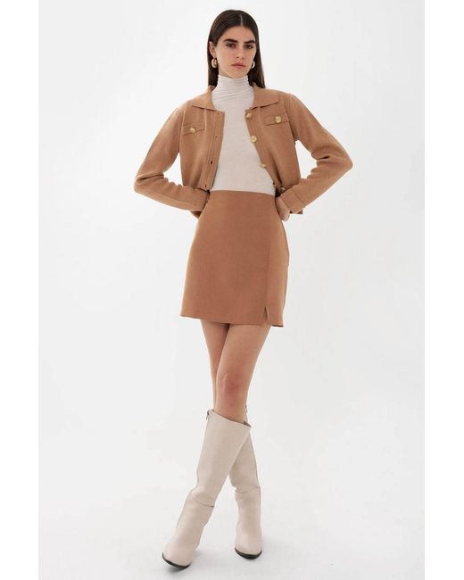 Hiccup Natural High-Waist Side-Slit Skirt