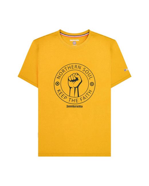 Lambretta Yellow Northern Soul T-Shirt Cotton for men