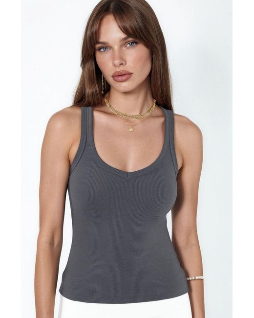 Busem V-Hals Geribbelde Tanktop in het Blue