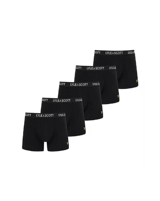 Lyle & Scott Black 5 Pack Underwear Trunks for men