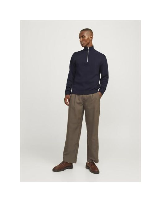 Jack & Jones Jprblamilano Stitch Knit Half Zip S 12259664 Night Sky in het Blue voor heren