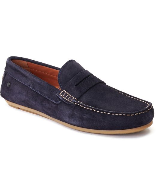 Base London Blue Collins Leather Loafers for men