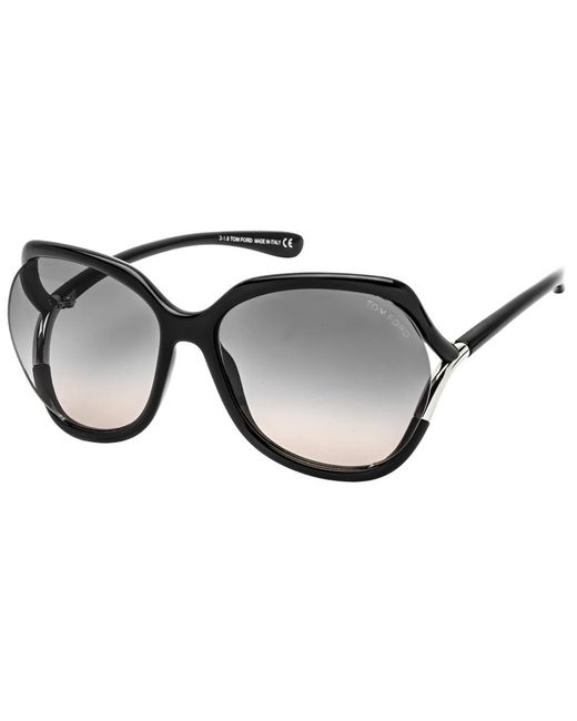Tom Ford Gradient Smoke Lens Glanzend Zwarte Zonnebril in het Black