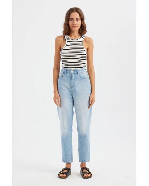 Hiccup Blue Striped Woven Halter-Neck Tank Top
