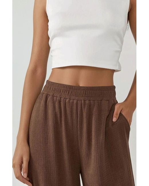Hiccup Brown Wide Leg Textured Knit Pants