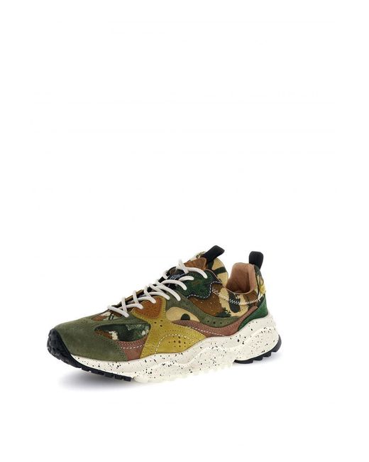 Flower Mountain Green Wave Suede Camouflage Trainers for men