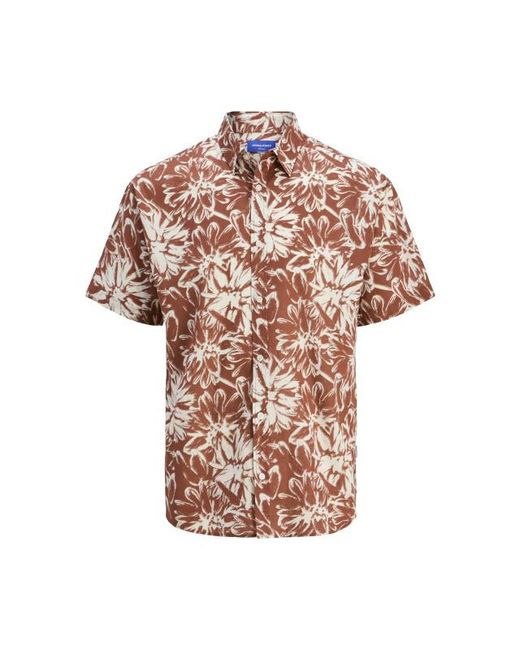 Jack & Jones Jorjoshua Split Aop Shirt Ss Ln in het Brown voor heren