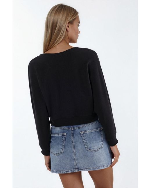 Busem Black V-Neck Ribbed Crop Cardigan