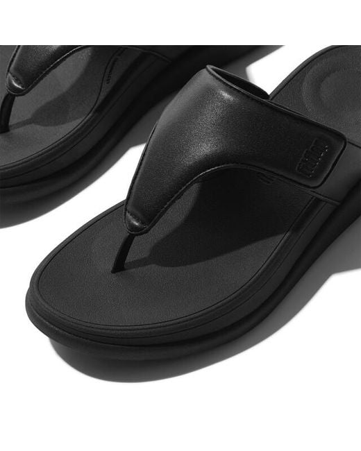 Fitflop F-Mode Go Adjustable Flatform Toe-Post Sandals in het Black
