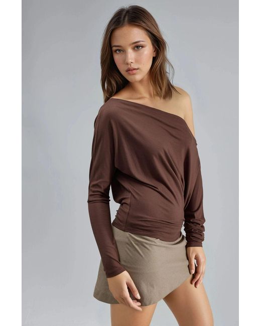 Busem Boothals Drape Blouse in het Brown