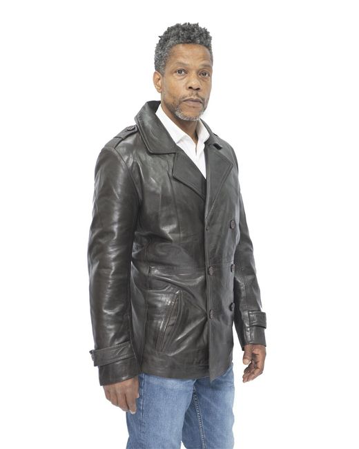 Infinity Leather Lederen Peacoat-Amara in het Gray voor heren