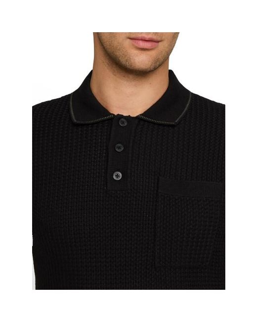 Tom Tailor Structured Knit Polo in het Black voor heren
