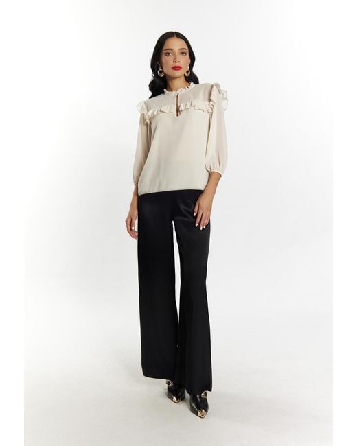 faina Blouse Met Ruches Wolwit in het White
