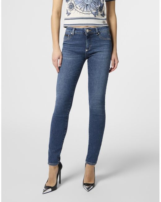 Philipp Plein Super Stretch Jeggings Basic in het Blue
