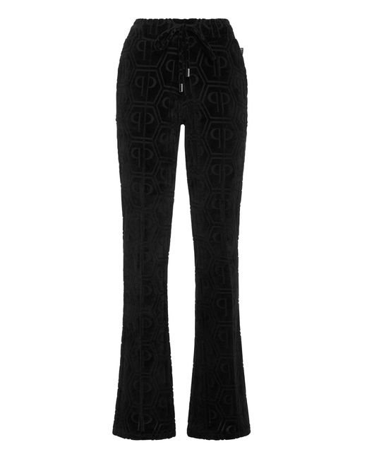 Philipp Plein Flared Jogging Pants Jacquard Monogram in het Black