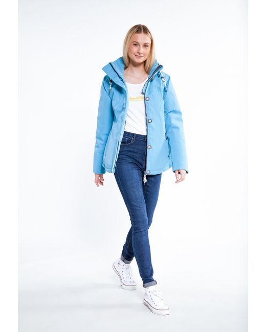 Schmuddelwedda Gewatteerd Winterjack Ijsblauw in het Blue