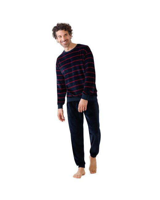 Hajo Schlafanzug Nicki Pyjama in Black für Herren