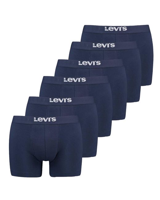Levi's Levi's Solid Basic Boxer Brief Org Co 6P Ecom Boxershorts in het Blue voor heren