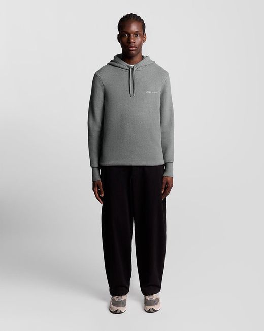 Lyle & Scott Gebreide Script Hoodie in het Gray voor heren