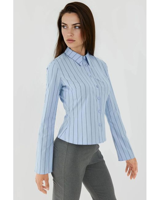 Hiccup Blue Fitted Striped Button-Up Shirt